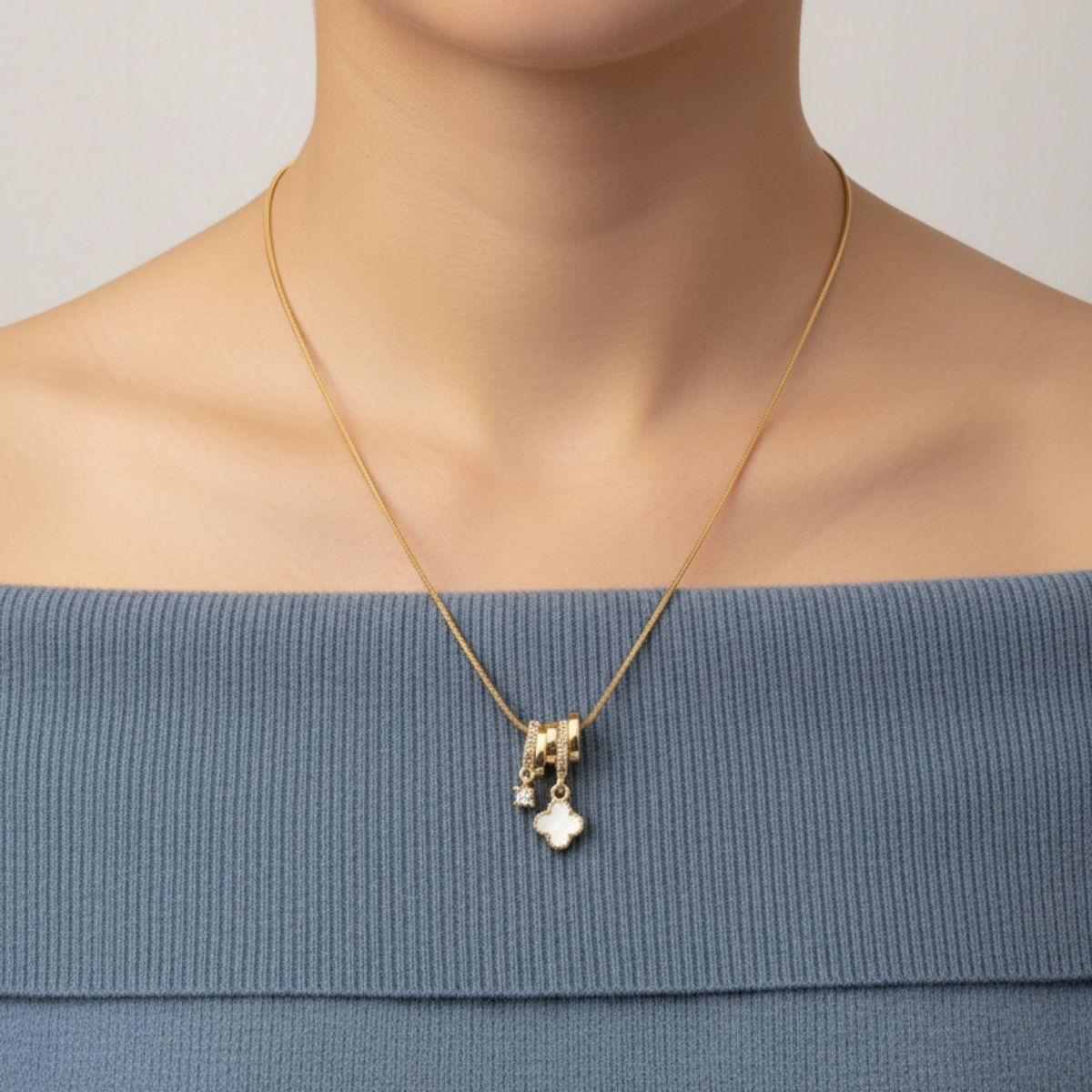 Sedef Yonca Kristal Kolye