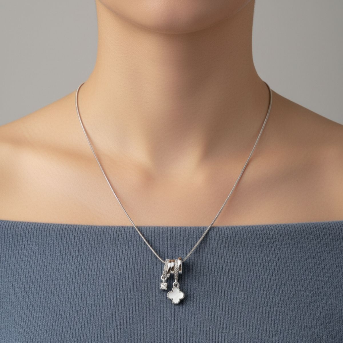 Sedef Yonca Kristal Kolye